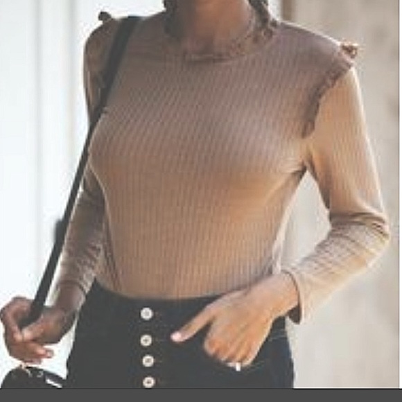 Ruffle mock neck top - Picture 4 of 11